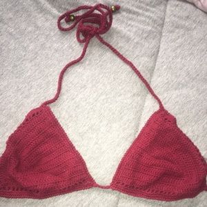 BURGUNDY CROCHET BIKINI TOP! NEVER BEEN WORN